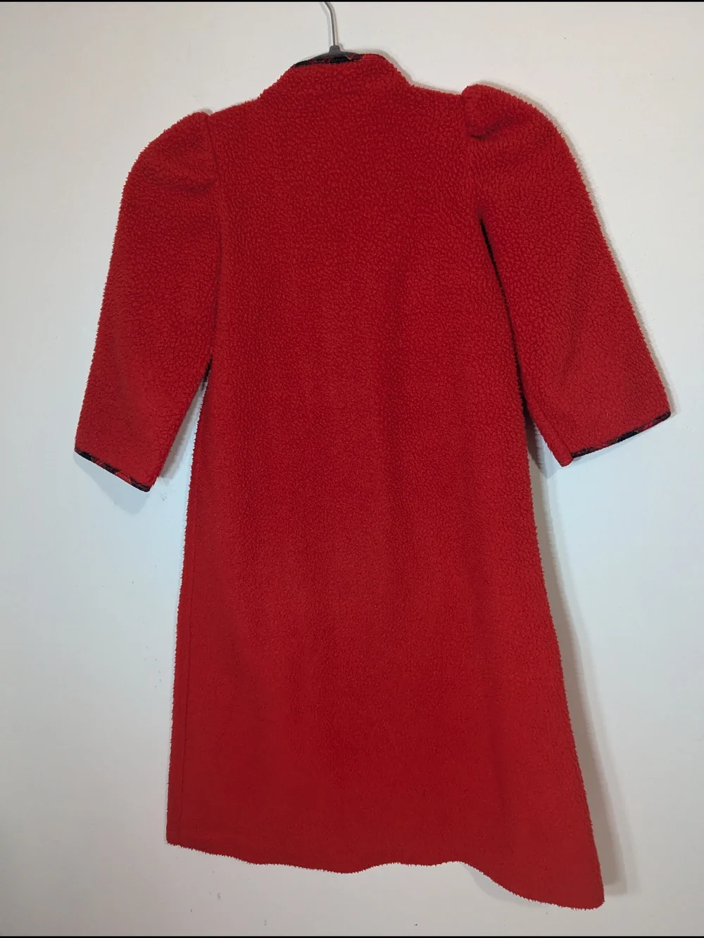Vintage Kid Duds Girls Red Fleece Plaid Collar Full Length Nightgown Sz 6
